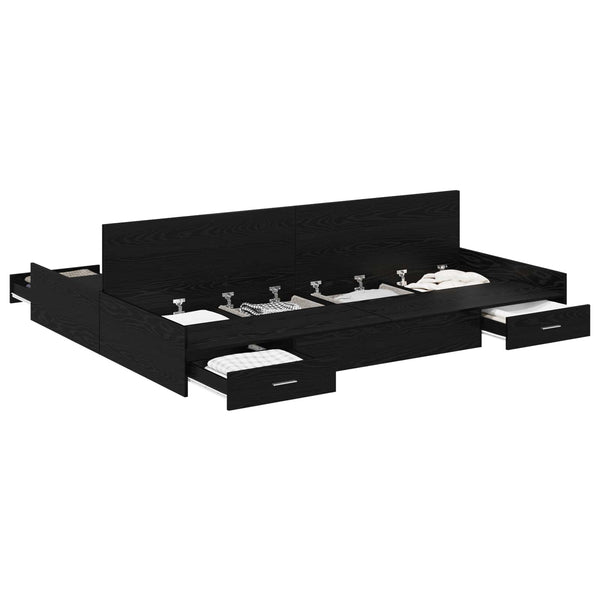 Aufbewahrungsbett 135x190 cm Schwarz Eichen-Optik