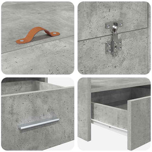 vidaXL Cadre de lit de rangement gris béton 135 x 190 cm en bois d'ingénierie
