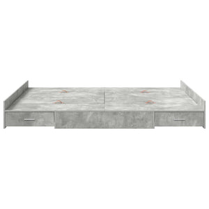 vidaXL Cadre de lit de rangement gris béton 135 x 190 cm en bois d'ingénierie