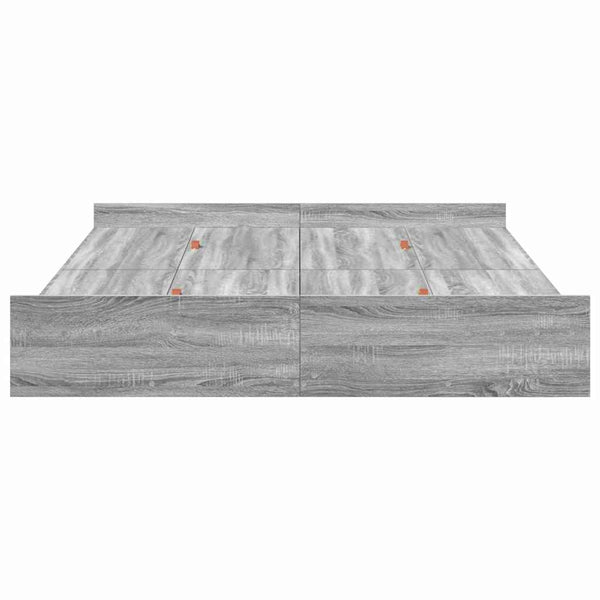 Aufbewahrungsbett 135x190 cm Grau Sonoma