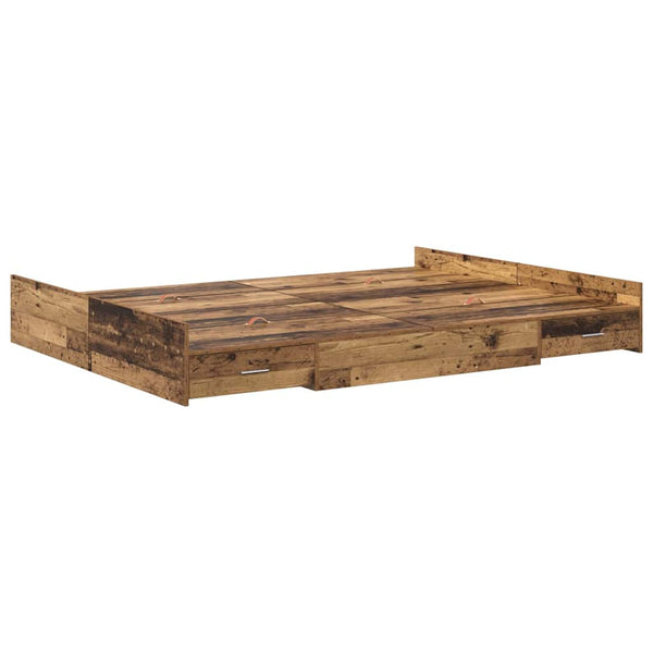 Bettgestell mit Stauraum Altholz 135x190 cm