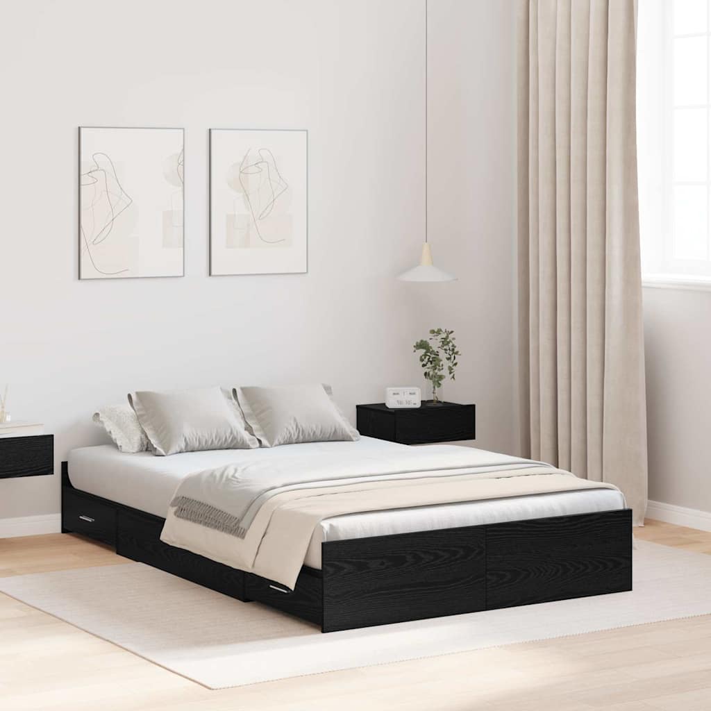 Bettgestell mit Stauraum 120x190 cm Schwarz Eiche