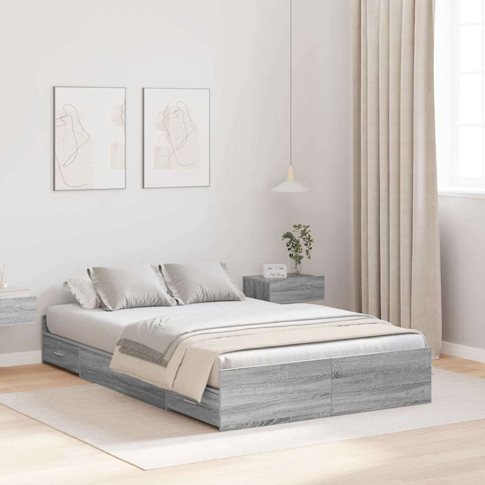 vidaXL Cadre de lit de rangement Sonoma gris 120 x 190 cm