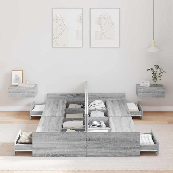 Bettgestell mit Stauraum Grau 120x190 cm
