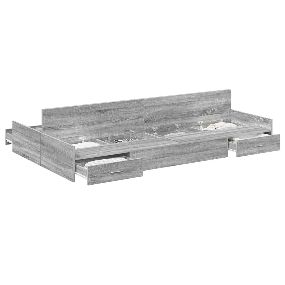 vidaXL Cadre de lit de rangement Sonoma gris 120 x 190 cm