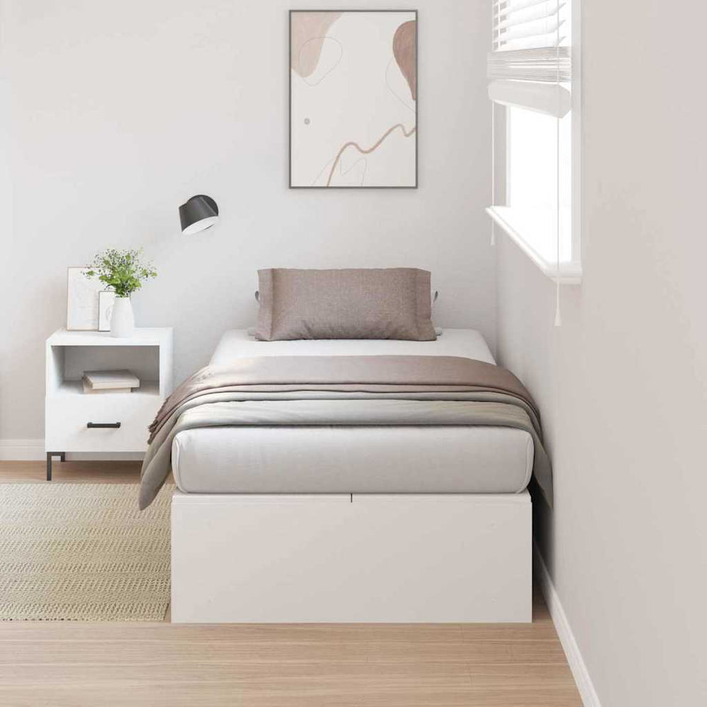 vidaXL Storage Bed Frame White 90 x 200 cm Engineered Wood