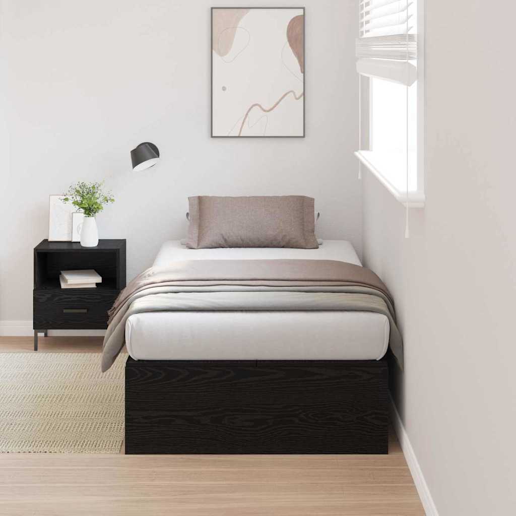 Aufbewahrungsbett 90x200 cm Schwarz Eiche