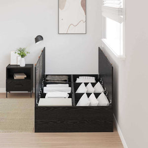 Aufbewahrungsbett 90x200 cm Schwarz Eiche