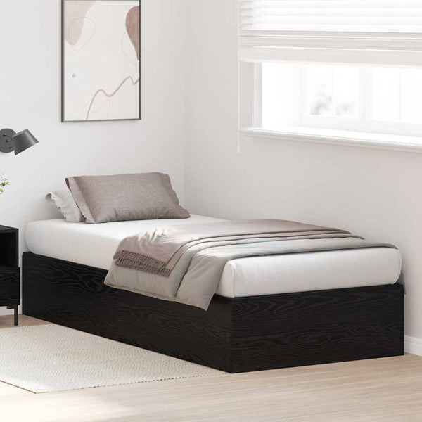 Aufbewahrungsbett 90x200 cm Schwarz Eiche