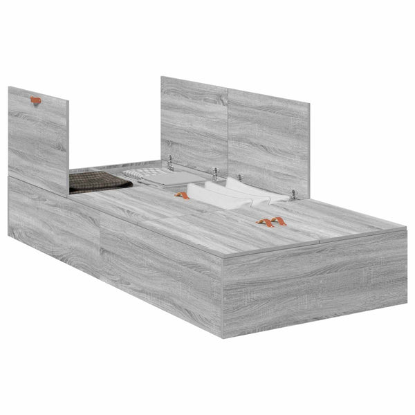 Bettgestell mit Stauraum Grau 90x200 cm