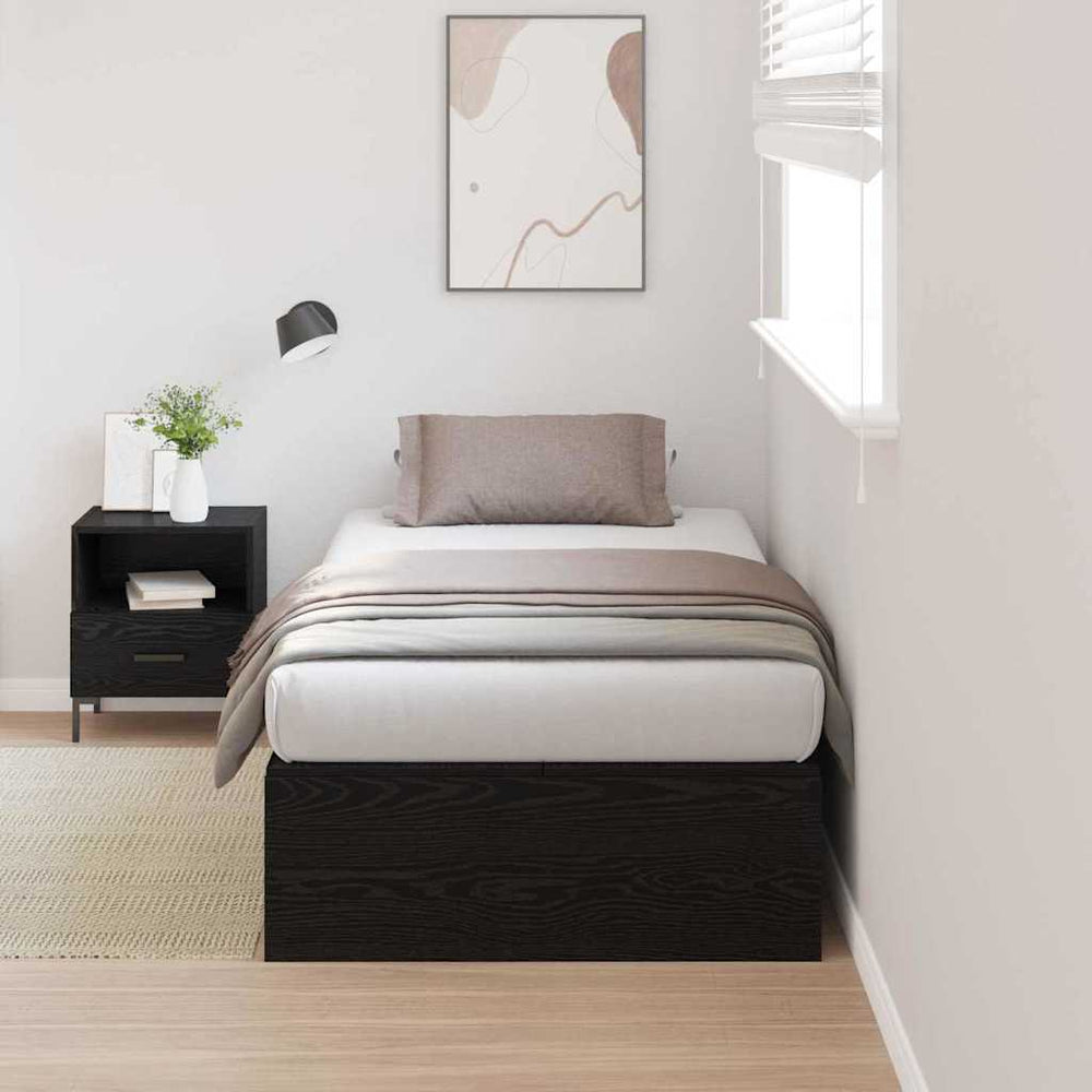 vidaXL Cadre de lit avec rangements Noir aspect chêne 100 x 200 cm