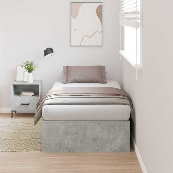Bettgestell mit Stauraum, Betongrau, 100x200 cm