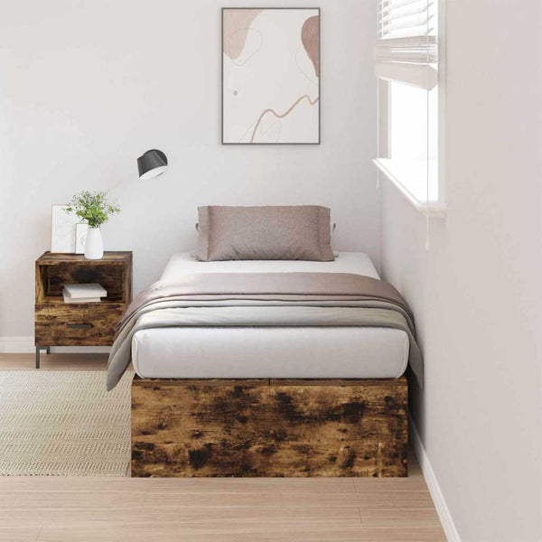 Bettgestell mit Stauraum Geräucherte Eiche 100x200