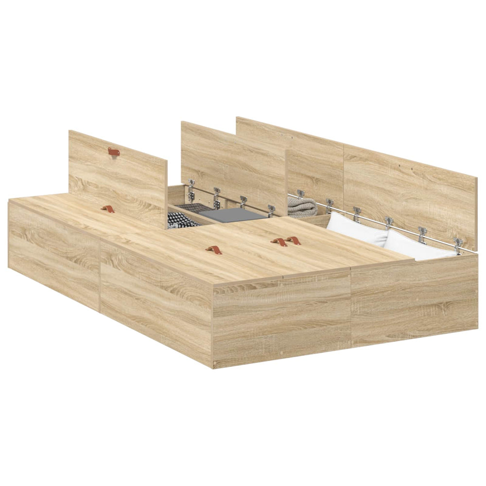 vidaXL Storage Bed Frame with Storage Sonoma Oak 120 x 200 cm
