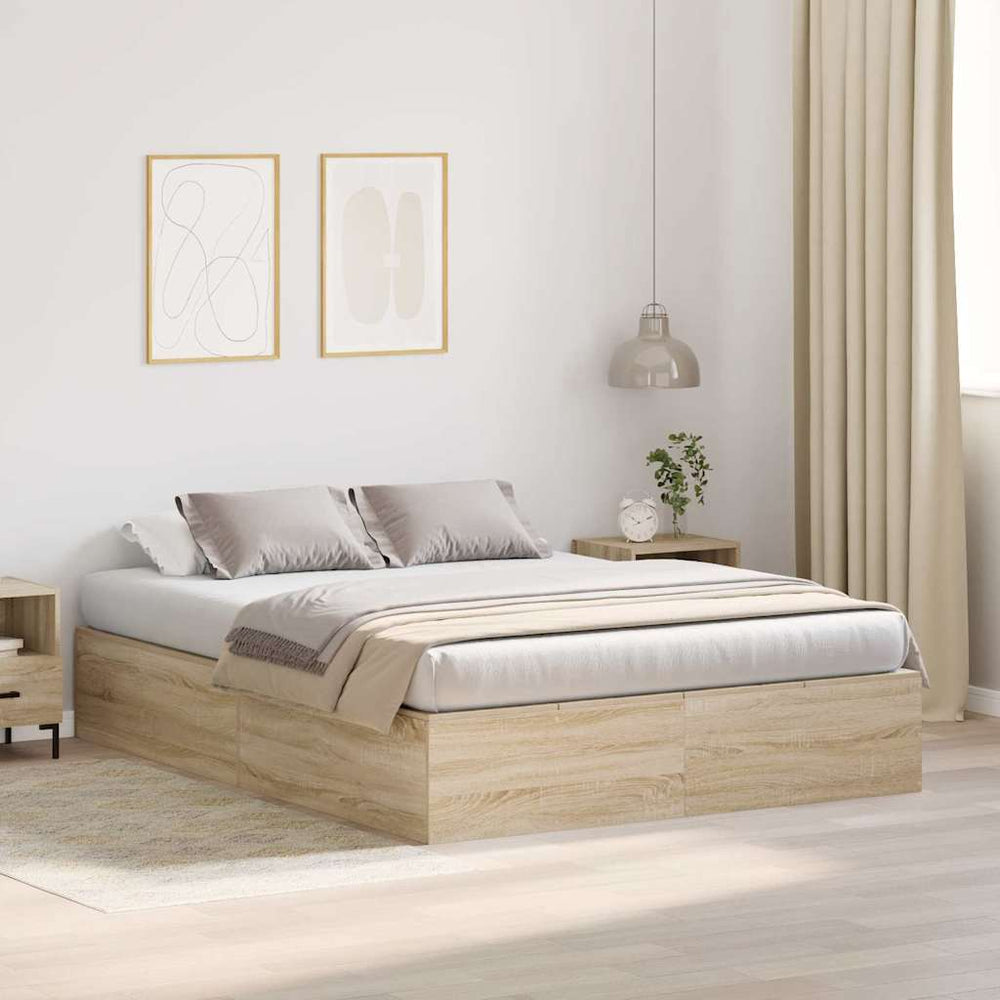 vidaXL Storage Bed Frame with Storage Sonoma Oak 160 x 200 cm