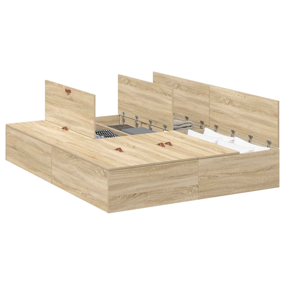 vidaXL Storage Bed Frame with Storage Sonoma Oak 160 x 200 cm