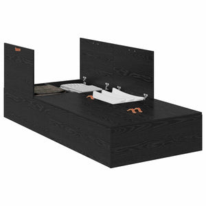 Aufbewahrungsbettgestell 90x190 cm Schwarz Eiche