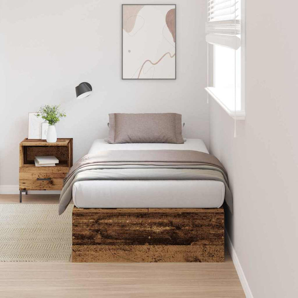 vidaXL Storage Bed Frame Reclaimed Wood 90 x 190 cm Engineered Wood