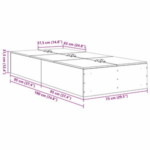 Stauraumbett Altholz 70x190 cm