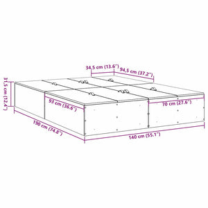 Bettgestell mit Stauraum Sonoma Eiche 140x190 cm