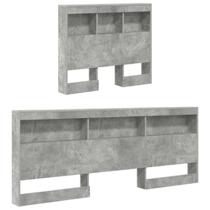 Aufbewahrungskopfteil mit Regal Beton Grau 80cm