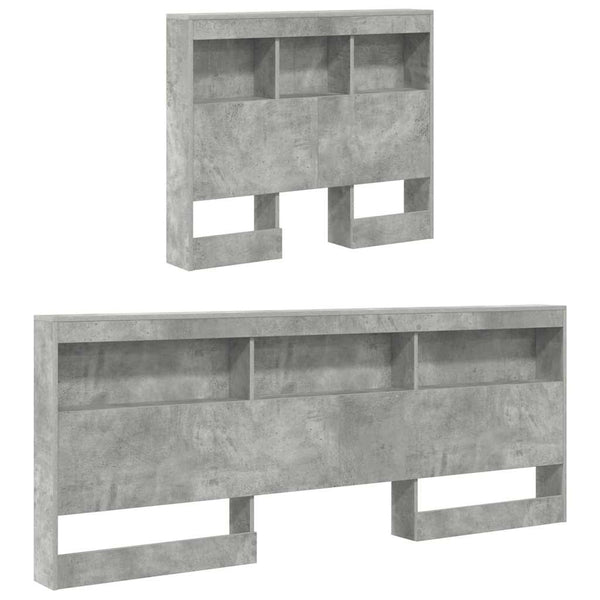 Aufbewahrungskopfteil mit Regal Beton Grau 80cm