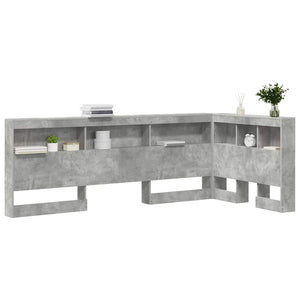 Aufbewahrungskopfteil mit Regal Beton Grau 80cm