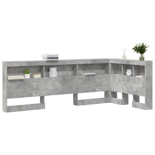 Aufbewahrungskopfteil mit Regal Beton Grau 80cm