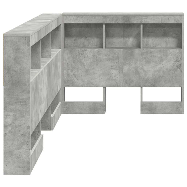 Aufbewahrungskopfteil mit Regal Beton Grau 80cm