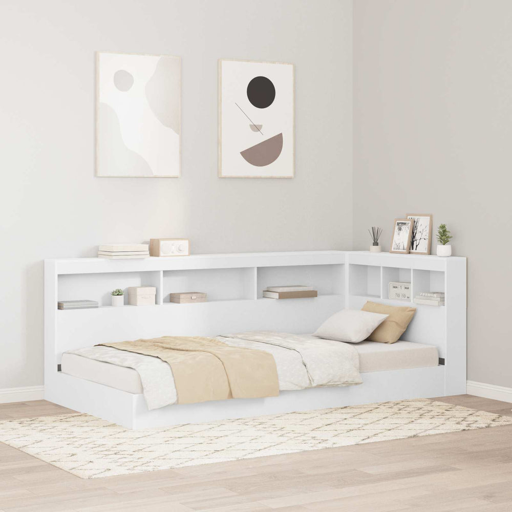 Aufbewahrungskopfteil mit Regal, Weiß, 90cm