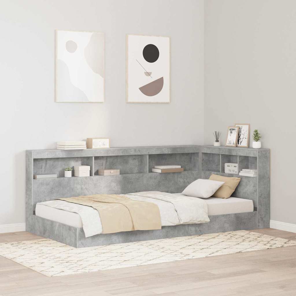 Aufbewahrungskopfteil mit Regal Beton Grau 90 cm