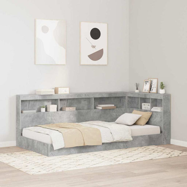 Aufbewahrungskopfteil mit Regal Beton Grau 90 cm