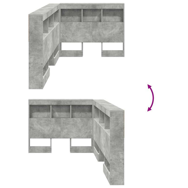Aufbewahrungskopfteil mit Regal Beton Grau 90 cm