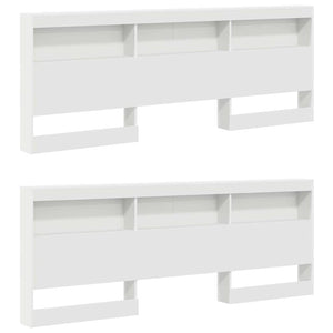 vidaXL Tête de lit de rangement avec étagère Blanc 200 cm Bois d'ingénierie