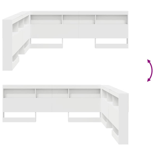vidaXL Tête de lit de rangement avec étagère Blanc 200 cm Bois d'ingénierie