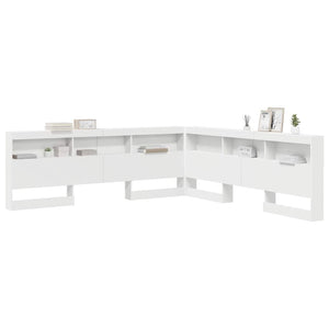vidaXL Tête de lit de rangement avec étagère Blanc 200 cm Bois d'ingénierie