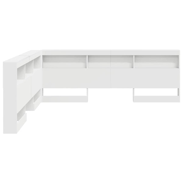 vidaXL Tête de lit de rangement avec étagère Blanc 200 cm Bois d'ingénierie