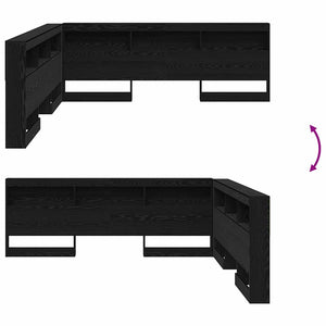 Aufbewahrungskopfteil 200 cm Schwarz Eichenoptik