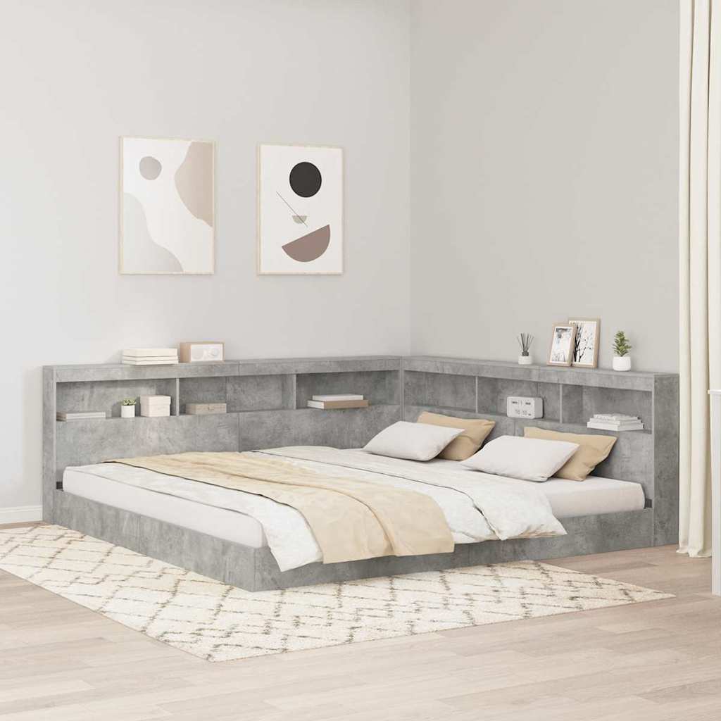 Aufbewahrungskopfteil mit Regal Beton Grau 200 cm
