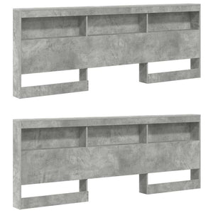 Aufbewahrungskopfteil mit Regal Beton Grau 200 cm