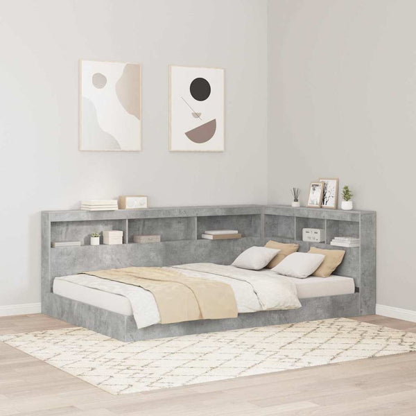 Aufbewahrungskopfteil mit Regal Beton Grau 120cm