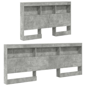 Aufbewahrungskopfteil mit Regal Beton Grau 120cm