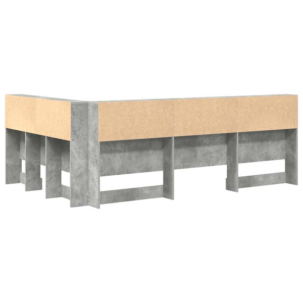 Aufbewahrungskopfteil mit Regal Beton Grau 120cm