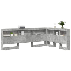 Aufbewahrungskopfteil mit Regal Beton Grau 120cm