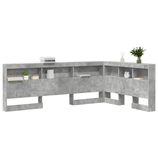 Aufbewahrungskopfteil mit Regal Beton Grau 120cm