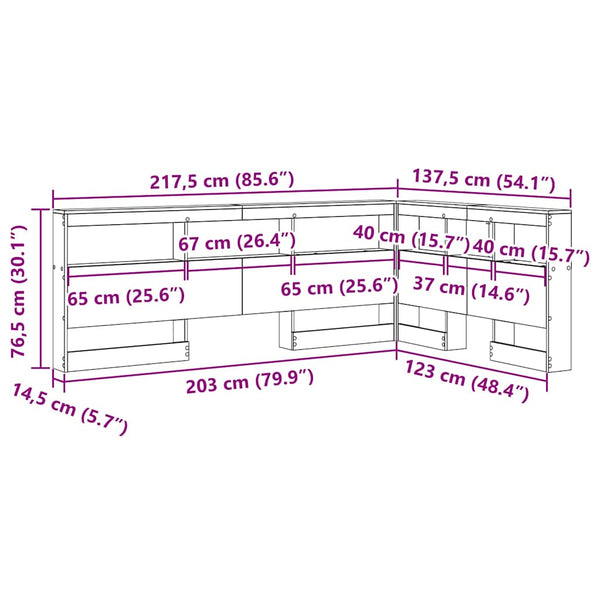 Aufbewahrungskopfteil Grau 120 cm
