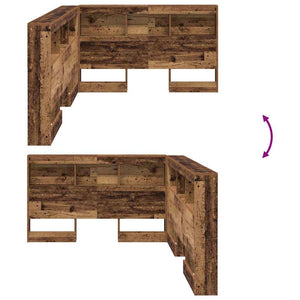 Altholz Kopfteil mit Regal 120 cm