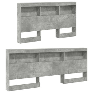 Aufbewahrungskopfteil mit Regal Beton Grau 140 cm