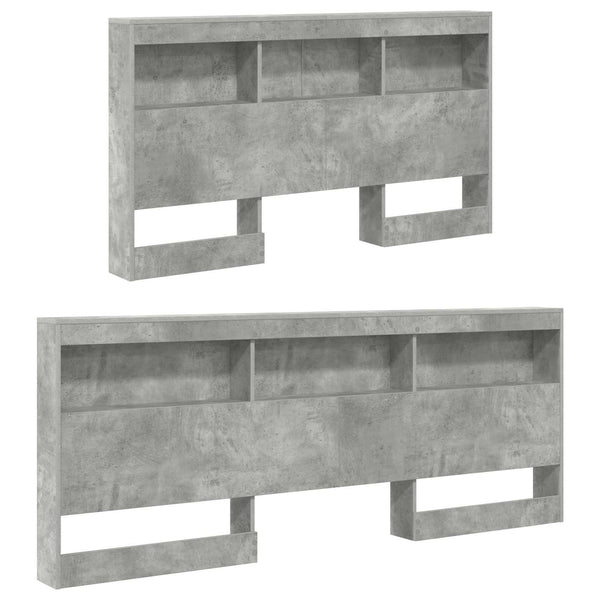 Aufbewahrungskopfteil mit Regal Beton Grau 140 cm