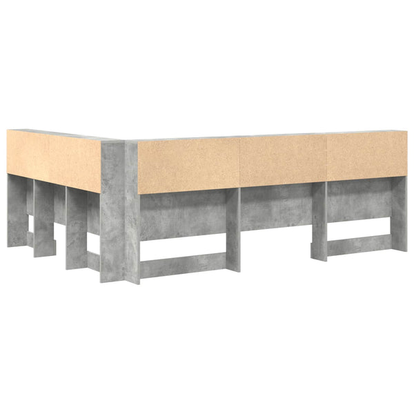 Aufbewahrungskopfteil mit Regal Beton Grau 140 cm